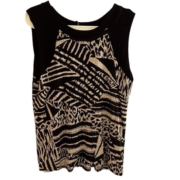 NWT Lucky brand, brown, black and off-white sleeveless tee size small - Picture 2 of 6